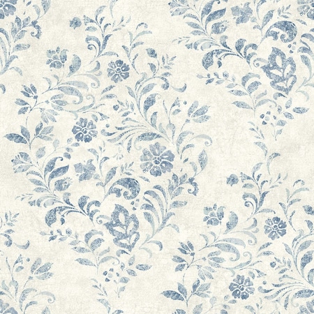 Glendale Isidore Blue Scroll 33 Ft L X 205 In W Wallpaper